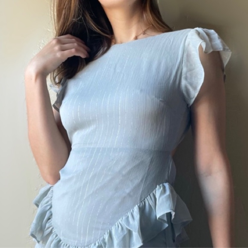 FavLux Backless Shimmer Ruffle Mini Dress - Picture 3 of 3